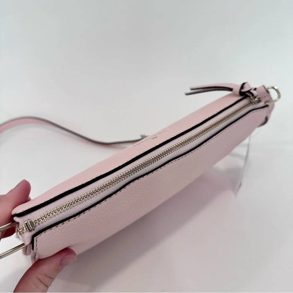 NEW Kate Spade Jackson Triple Gusset Leather Crossbody Bag Peach Puff Pink
